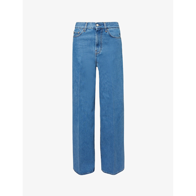 Shop Totême Toteme Women's Vibrant Blue Wide-leg High-rise Jeans