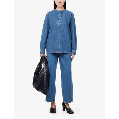 Shop Totême Toteme Women's Vibrant Blue Wide-leg High-rise Jeans