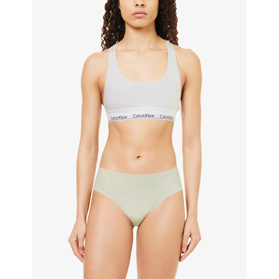 Calvin Klein Womens Ivory Invisibles Logo-print Stretch-cotton Briefs In Ivory