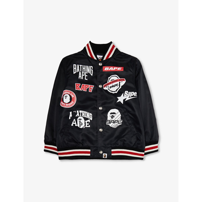 Shop A Bathing Ape Motif-print Stand-collar Shell Jacket 4-9 Yeats In Black