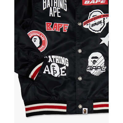 Shop A Bathing Ape Motif-print Stand-collar Shell Jacket 4-9 Yeats In Black
