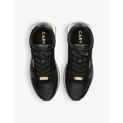 Carvela Womens Black Track Star Logo-embellished Nylon And Leather Low-top Trainers In Black