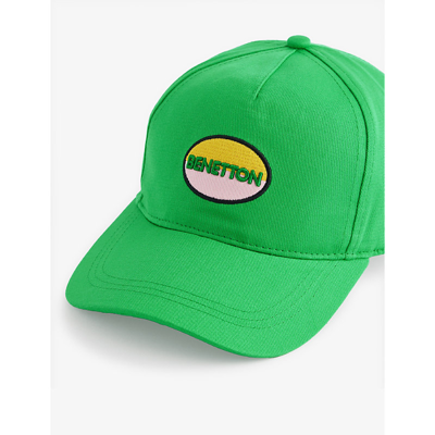 Shop Benetton Boys  Green Kids Logo-patch Curved-brim Cotton Cap 6-14 Years