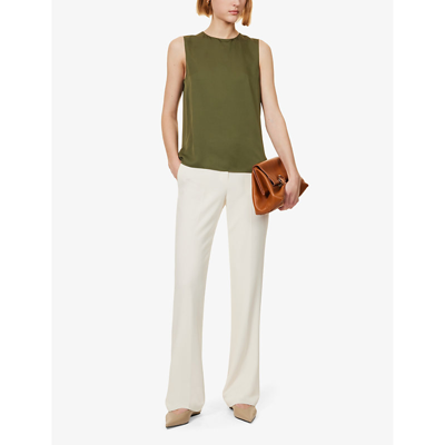 Shop Theory Womens Rice Pressed-crease Straight-leg Id-rise Crepe Trousers