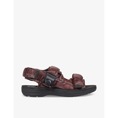 Shop Martine Rose X Clarks Women's Brown Snake Cur Padded Snakeskin-embossed Leather-down Sandals