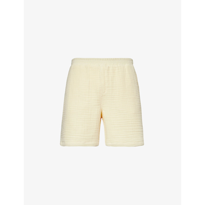 Shop Daily Paper Men's Icing Yellow Enzi Seersucker-texture Cotton Shorts