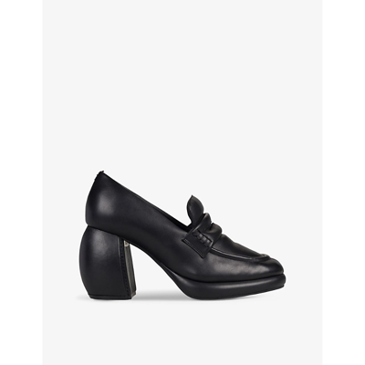 Shop Martine Rose X Clarks Womens Black Leather Leather Heeled Loafers