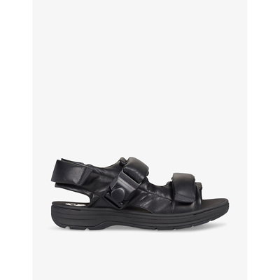 Shop Martine Rose X Clarks Padded Leather-down Sandals In Black Leather