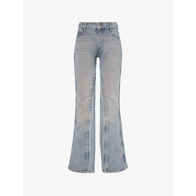 Shop Y/project Women's Vintage Pink Hook And Eye Flared-leg Mid-rise Jeans