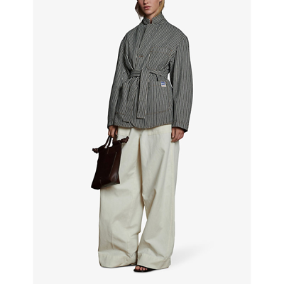 Soeur Alphonse Stripe Cotton Jacket In Noir/blanc