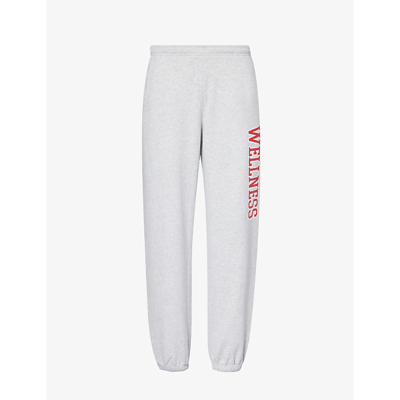 Shop Sporty And Rich Sporty & Rich Women's Heather Gray Wellness Branded-print Cotton-blend Jogging Bottoms