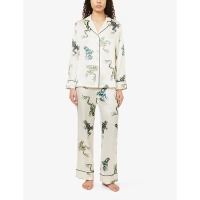 Shop Olivia Von Halle Women's Lumi Lila Graphic-print Silk Pyjama Set