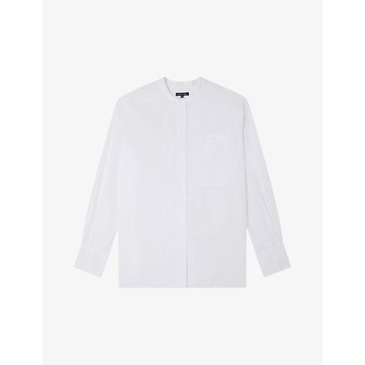 Shop Soeur Women's Blanc Vannes Round-neck Relaxed-fit Cotton Shirt