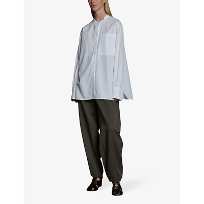 Shop Soeur Women's Blanc Vannes Round-neck Relaxed-fit Cotton Shirt