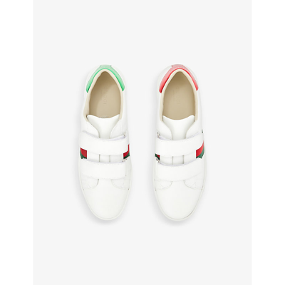 Shop Gucci Boys Gr.white/vrv/ros/b.s Kids New Ace Leather Trainers
