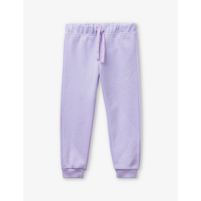 Shop Benetton Girls Lilac Kids Brand-embroidered Elasticated-waist Organic-cotton Jogging Bottoms 18 Mont