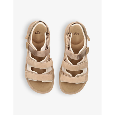 Shop Ugg Mens Beige Goldencoast Multi-strap Suede And Mesh-blend Flat Sandals