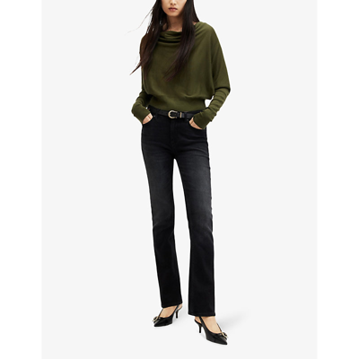 Shop Allsaints Ridley Cropped Wool Jumper In Forest Green