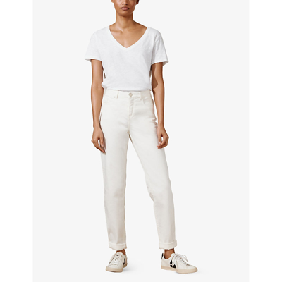The White Company Womens White Brompton Organic Cotton Boyfriend Jeans In White