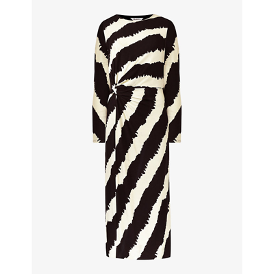 Shop Ro&zo Women's Black Bold Stripe Twisted Stretch-jersey Maxi Dress