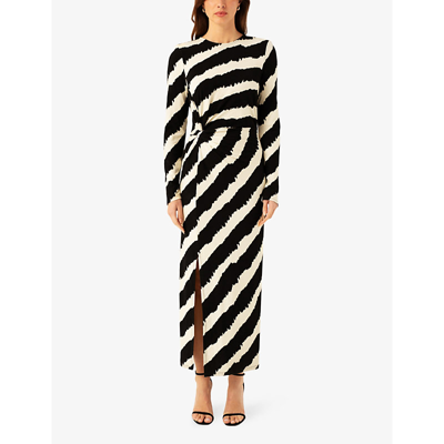 Shop Ro&zo Women's Black Bold Stripe Twisted Stretch-jersey Maxi Dress