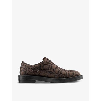 Shop Martine Rose X Clarks Women's Brown Textile Snake-print Leather Oxford Shoes