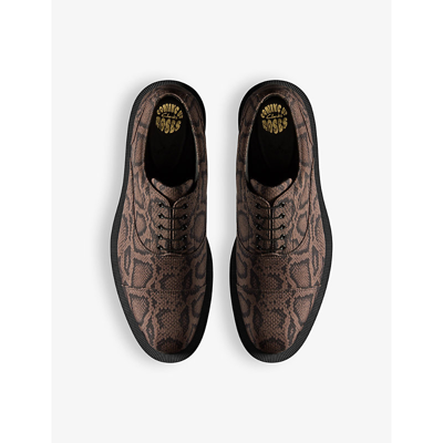 Shop Martine Rose X Clarks Women's Brown Textile Snake-print Leather Oxford Shoes