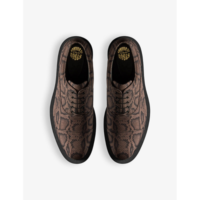 Martine Rose X Clarks Womens Brown Textile Snake-print Leather Oxford Shoes In Brown Textile