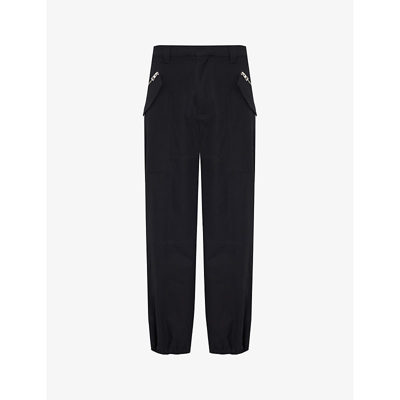 Shop Loewe Panelled Relaxed-fit Cotton-twill Cargo Trousers In Black