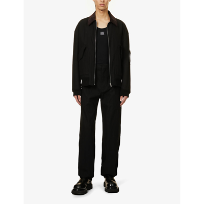 Shop Loewe Mens Black Panelled Relaxed-fit Cotton-twill Cargo Trousers
