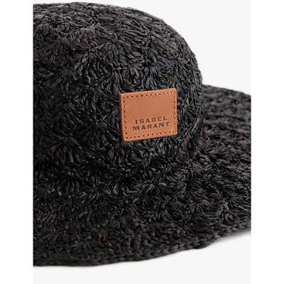 Shop Isabel Marant Tulum Logo-patch Raffia Hat In Black
