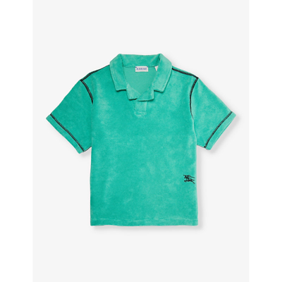 Shop Burberry Rolfe Logo-embroidered Cotton-blend Polo Shirt In Bright Jade