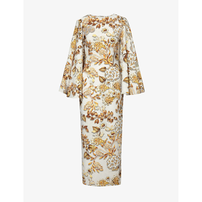 Shop Mary Katrantzou Cambon Floral-print Stretch-woven Maxi Dress In Metallum Aop Ivory