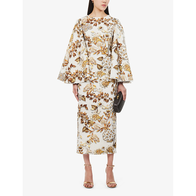 Shop Mary Katrantzou Cambon Floral-print Stretch-woven Maxi Dress In Metallum Aop Ivory