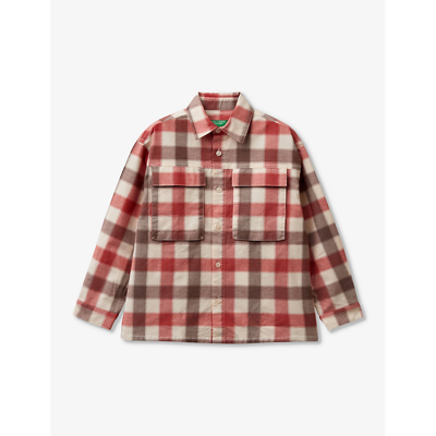 Shop Benetton Checked Chest-pocket Cotton Shirt 6-14 Years In Multicoloured
