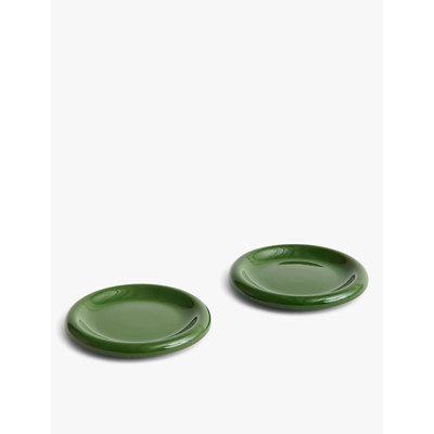 Hay Green Barro Round Terracotta Plates Set Of Two In Green