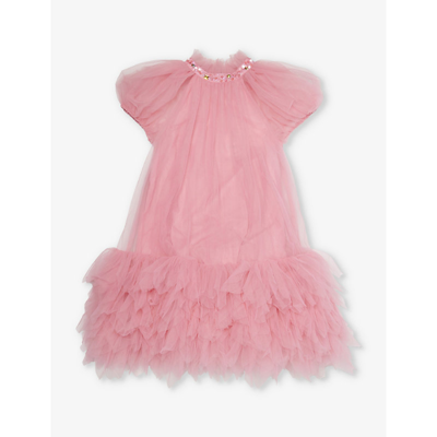 Shop Tutu Du Monde Sequin-embellished Ruffle-hem Mesh Dress 4-11 Years In Fizzy Pink