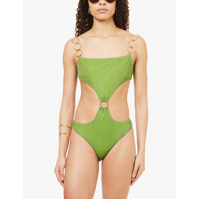 Shop Oseree Lumière Cut-out In Lime