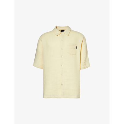 Shop Daily Paper Men's Icing Yellow Enzi Seersucker-texture Cotton Polo Shirt