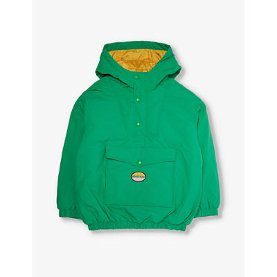 Shop Benetton Boys  Green Kids Logo-patch Hooded Shell Jacket 6-14 Years