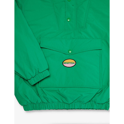 Shop Benetton Boys  Green Kids Logo-patch Hooded Shell Jacket 6-14 Years
