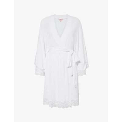 Shop Eberjey Womens White Mariana Tie-waist Stretch-jersey Robe