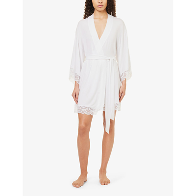 Shop Eberjey Womens White Mariana Tie-waist Stretch-jersey Robe