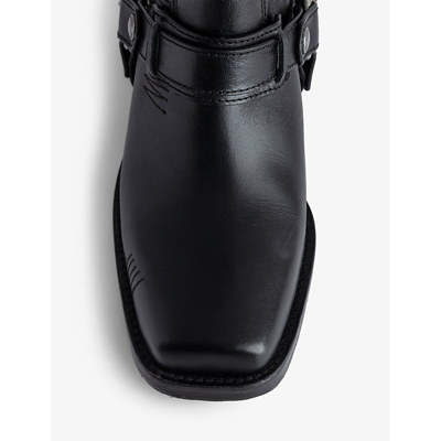 Shop Zadig & Voltaire Zadig&voltaire Womens Noir Igata Metal-chain Leather Ankle Boots