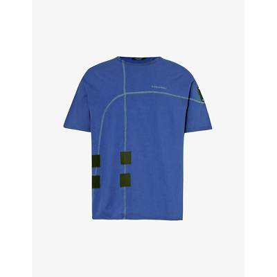 Shop A-cold-wall* Intersect Logo-embroidered Cotton-jersey T-shirt In Volt Blue