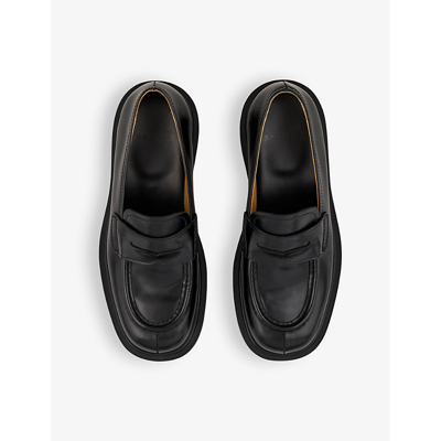 Shop Sandro Men's Noir / Gris Logo-debossed Chunky-sole Leather Loafers