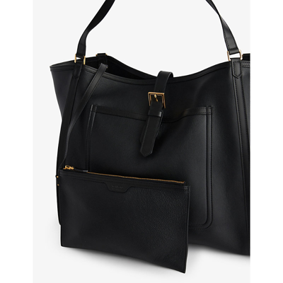 Shop Tom Ford Branded-patch Leather Tote Bag In Black