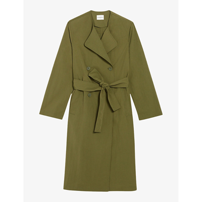 Shop Claudie Pierlot Women's Verts Belted-waist Long-sleeve Woven Trench Coat