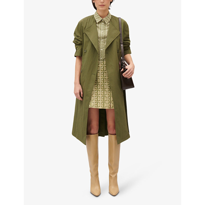 Shop Claudie Pierlot Womens Verts Belted-waist Long-sleeve Woven Trench Coat