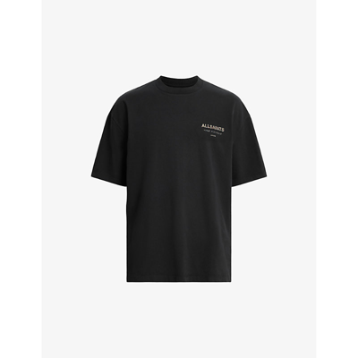 Shop Allsaints Men's Black/leopard Underground Graphic-print Cotton T-shirt